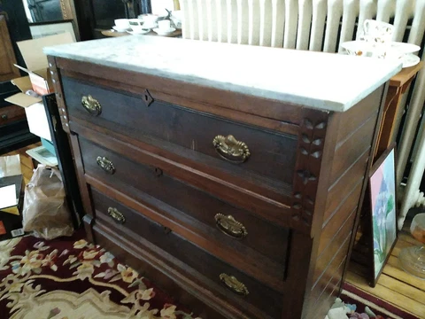 PH Stewart Furniture Company Roanoke Virginia Marble Dresser 38"X32" Eastlake Cover