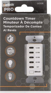 Woods Pro 59008 In-Wall 60-Minute Digital Countdown Timer, White, Brand New - Picture 1 of 7