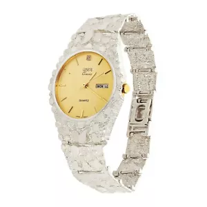 Reloj de pulsera pepita de plata esterlina 925 reloj Ginebra con diamante 7-7,5" 42 gramos - Imagen 1 de 3