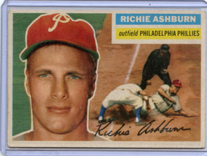 1956 TOPPS BASEBALL #120 RICHIE ASHBURN "GRAY BACK", PHILLIES, HOF, 051523