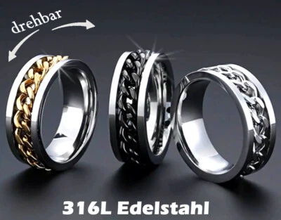 316L EDELSTAHL ***  Antistress  Spinning- Ring drehbar 8 mm - Bild 1 von 2