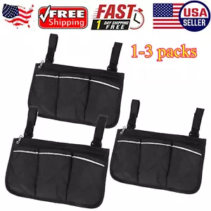 3X Wheelchair Side Pouch Storage Bag Armrest Pocket Organizer Holder Pocket US - Picture 1 of 12