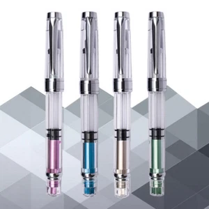 2018 Wing Sung 3008 Silver Clip Piston Fountain Pen Extra Fine EF Nib 0.38/0.5mm - Imagen 1 de 14