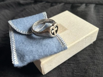 Anel vintage de prata esterlina assinado com cruz de coração JAMES AVERY aposentado AMOR ETERNO - Imagem 1 de 4