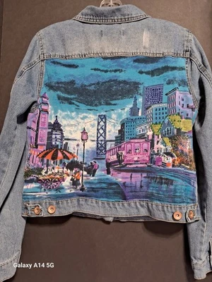 Chaqueta de mezclilla Cisono desgastada talla XL junior bastante intervenida  Foto 1 de 4