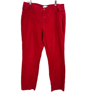 Pantalones de pana Coldwater Creek para mujer 12P rojos tiro alto elásticos invierno Navidad Foto 1 de 4
