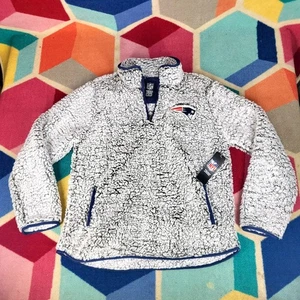 New England Patriots 1/4 Zip hellgrau mit Logo Fleece Pullover Sweatshirt M - Bild 1 von 6
