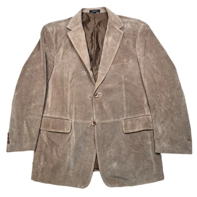 Винтажный Stafford замши кожаный блейзер мужской большой желтовато-коричневый коричневый спортивное пальто РЕДКАЯ - Изображение 1 из 4