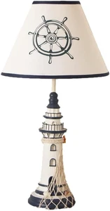 Lighthouse Table Lamp, Nautical Theme Night Light, Kids Bedside Lamp with Fabric - Picture 1 of 8