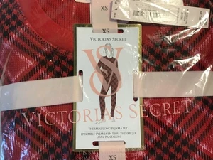 Victoria's Secret Pink Damen Thermo langer Pyjama Set X-Small rot kariert NEU - Bild 1 von 6
