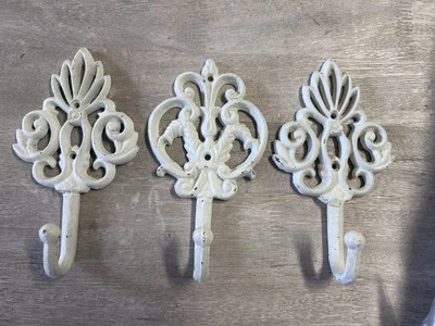 3 ganchos para toallas de pared de hierro fundido de baño vintage (3) usados envejecidos Foto 1 de 4