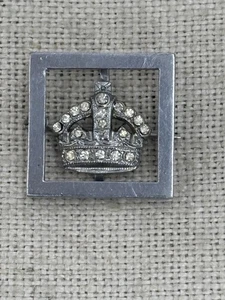 VINTAGE 1930er ART DECO Strass Paste Krone Anstecknadel Brosche rhodiniert Neuheit - Bild 1 von 8