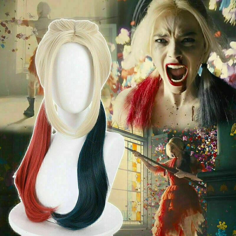 NET TOYS Harley Quinn Perücke – Bunte Zopf-Perücke Für Cosplay & Karneval (Einheitsgröße)