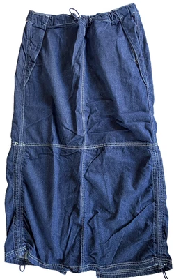 BDG Urban Outfitters Falda Mujer XL Azul Oscuro Denim Maxi Cordón Cremallera Bolsillos Foto 1 de 4