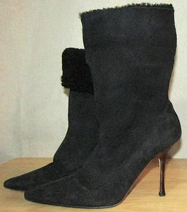 VGUC Jimmy Choo Black Suede & Shearling Heeled Boots Size EU 36,5 or US 6,5 - Bild 1 von 14
