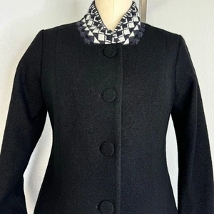 Chaqueta Blazer Pendleton Lana Negra Pequeña Pequeña Mujer’s Forrada Geométrica Ropa de Trabajo - Imagen 1 de 10