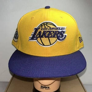 Los Angeles Lakers New Era 59Fifty Fitted 7 5/8 Gold Hat Purple Brim Never Worn - Picture 1 of 7