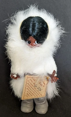 VTG ALASKAN ESKIMO DOLL REAL FUR 6” WORKING SLEEPY EYES -CARLSON DOLLS #6234 - Image 1 of 4