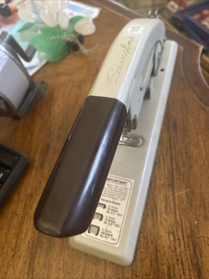 Swingline 113 Vintage Strong Arm Heavy Duty Multi Page Stapler Gray Metal Works - Image 1 of 4