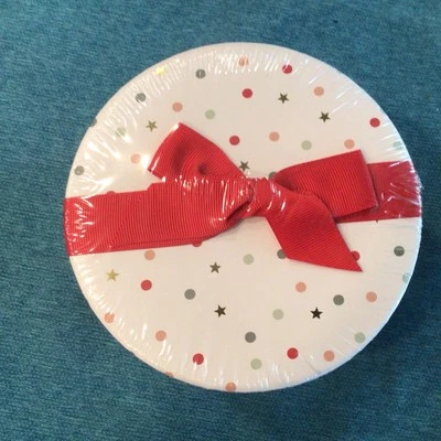 Sugar Paper Small Gift Box With Red Bow. Polka Dot And Stars. - Image 1 of 3