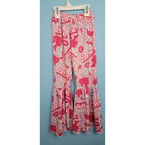 Girls Pink Barbie, Barbie Head And Lips, Bell Bottom Flare Pants Size 7/8 Years - Picture 1 of 4