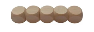 5x Wooden Plain Dice Dices Cube Cubes Blank Plain Unpainted Wood Six Sided 14mm - Picture 1 of 5