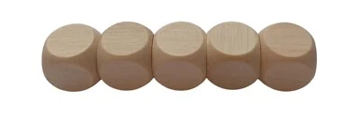 5x Wooden Plain Dice Dices Cube Cubes Blank Plain Unpainted Wood Six Sided 14mm - Image 1 of 4