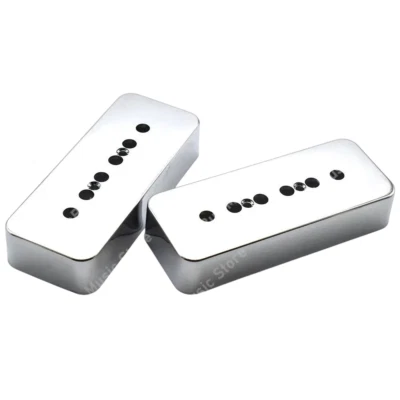Chrome 50mm Guitar SoapBar P90 Pickups Covers Set Fit Epiphone Les Paul LP - Image 1 of 4