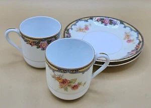 Pair of Noritake Nippon "Oxford" Demitasse cups & saucers, excellent condition - Imagen 1 de 11