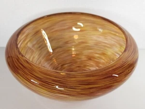 Dekorative mundgeblasene Studio Glaskunst 10" Schüssel, orange Wirbel bunt  - Bild 1 von 11