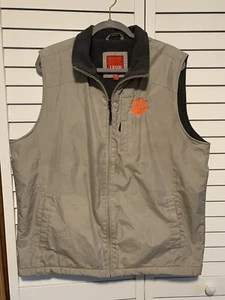 Izod Clemson Tigers Vest Men LRG Tan Windbreaker Full Zip Golf Embroidered FLAWS - Picture 1 of 13