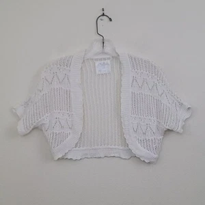 Justice White Knit Open Shrug Sweater Kids 8/10 - Picture 1 of 12