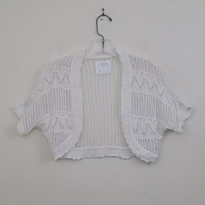 Suéter Justice Blanco Tejido Abierto Encogerse de hombros Niños 8/10 Foto 1 de 4