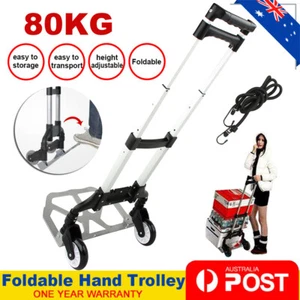 80kg Aluminium Heavy Duty Folding Luggage Trolley Hand Truck Foldable Cart Hot - Picture 1 of 10
