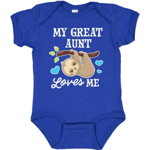 Inktastic My Great Aunt Loves Me With Sloth And Hearts Baby Bodysuit Animals - Picture 1 of 9