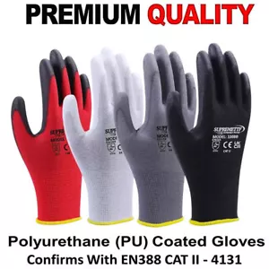 1/5 Pairs PU Coated Safety Work Gloves Glove Garden Grip Men Building Gardening - Picture 1 of 22
