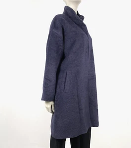 $698 EILEEN FISHER Size L Nocturne Sheared Suri Alpaca Stand Collar Coat NWT - Picture 1 of 7