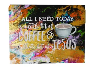 Abstraktes Gemälde Original Zitat Kaffee Jesus Kunst von Rain Crow - Bild 1 von 9