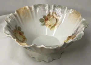 Beautiful Silesia Porcelain Footed Bowl with Yellow Roses - Picture 1 of 12