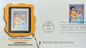 Fleetwood 4026 The Art of Disney Cinderella and Prince Charming Encased Stamp  - Picture 1 of 2