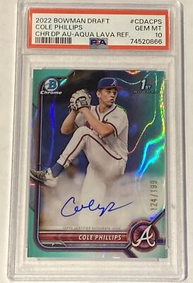 2022 Bowman Draft Cole Phillips Aqua Lava Refractor Auto /199 PSA 10 GEM MT - Image 1 of 2