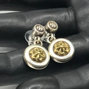 Brighton Earrings Dangle Post Drop Gold & Silver Plate Floral Vintage Look - Picture 1 of 9