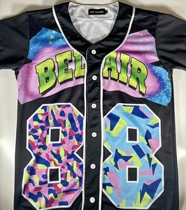 Hop Fashion Bel Air #88 Shirt schwarz Large Hip Hop Knopfleiste Jersey Y2K - Bild 1 von 7
