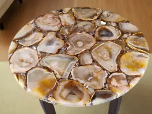 Achat Steine Rund Couchtisch Mitte Tischplatte Handarbeit Natursteine Wohndeko - Bild 1 von 4