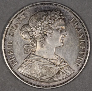 1861 Frankfurt Estados Alemanes Plata 2 Thaler - Imagen 1 de 2