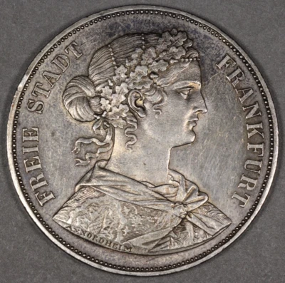 1861 Frankfurt German States Silver 2 Thaler - Image 1 of 2