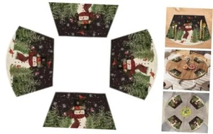 Christmas Snowman Wedge Placemats for Round Table 12" x 18", Wedge 4 Pcs Black - Picture 1 of 8