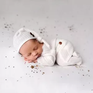 Newborn Boy Outfit Photography Baby Infant Photo Prop Sleeping Hat + Suit 2 Pcs - Picture 1 of 10