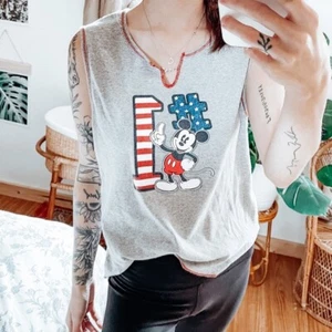 Disney Mickey Mouse Graphic Tank Top V Neck Pajama Tank Mickey Unlimited - Picture 1 of 5