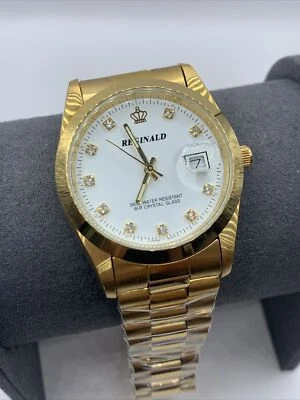 Reginald Мужские наручные часы золото белый аналоговый кварц новый аккумулятор. Новый - Изображение 1 из 4